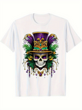 Men's T-Shirt Feathers Jewels And Carnival Style Surrounding A Festive Skull