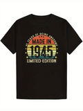 Men's T-Shirt Made In 1945 Limited Edition Retro Sunset With Stars Graphic Typography