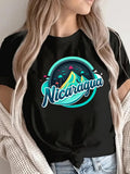 Women's T-Shirt Nicaragua Vibrant Tropical Sunset With Volcano And Palm Trees