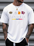 Men's T-Shirt Colombia Traditional Symbols With Colorful Painted Brushstroke Pattern