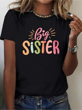 Women's T-Shirt Big Sister Pastel Handwritten Letters Underlined By Bright Accents