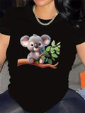 Women's T-Shirt Cute Cartoon Baby Koala Sitting On Tree Branch