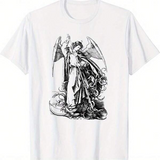 Men's T-Shirt Graceful Angel With Flowing Garment Among Swirling Clouds And Wings Angel