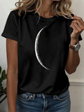 Women's T-Shirt Delicate Night Sky Inspired Crescent Moon Graphic Moon