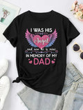 Women's T-Shirt I Was His Angel With Pink Blue Wings And Loving Memorial Heart