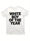 Men's T-Shirt White Boy Of The Year Bold Text Over Classic Cotton T Shirt