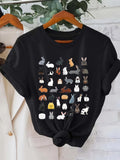 Women's T-Shirt Charming Rabbits In Playful Poses Arranged In Rows Under Soft Light Bunny
