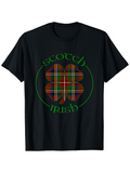Men's T-Shirt Scotch Irish Plaid Four Leaf Clover Surrounded By Green Lettering T Shirt