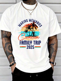 Men's T-Shirt Making Memories Cancun Family Trip Colorful Sunset With Palm Trees And Ocean