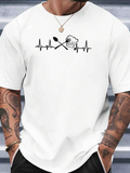 Men's T-Shirt Heartbeat Line With Crossed Spoon And Chef Hat Utensils T Shirt