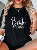 Women's T-Shirt Bride With Playful Whimsical Lettering And Minimalist Date Motif