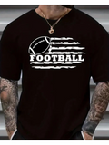 Men's T-Shirt Football Bold Text With Distressed Stripes And American Style Football