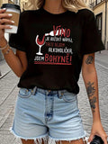 Women's T-Shirt Wine Pouring Into Red Glass With Playful Typography Quote