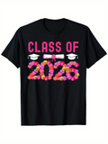 Men's T-Shirt Class Of 2026 With Colorful Flowers Graduation Cap And Diploma