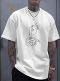 Men's T-Shirt Continuous Line Art Featuring Face Profile With Hand Gesture