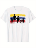 Men's T-Shirt Family Silhouettes Holding Hands With Vibrant Painted Color Stripes