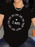 Women's T-Shirt I Am Surrounded By Positive Uplifting Motivational Words In A Circle Heart