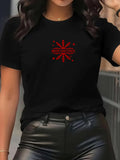 Women's T-Shirt Radiant Red Dotted Firework Burst In Abstract Pattern