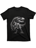 Men's T-Shirt Detailed Bone Illustration In Shadowed Black White Dinosaur Skeleton