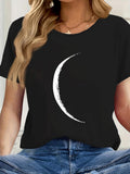 Women's T-Shirt Minimalist Grunge Crescent Among Shadows And Midnight Air Moon
