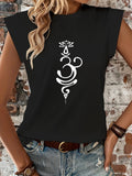 Women's T-Shirt Elegant White Mandala Inspired Swirls With Serene Abstract Symbol