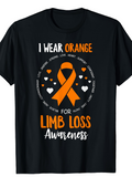 Men's T-Shirt I Wear Orange For Limb Loss Awareness With Ribbon And Scattered White Hearts Tee