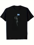 Men's T-Shirt Greek Flag Above Elegant Script With Flowing Vertical Lines Flag