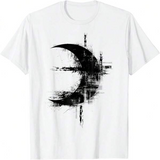 Men's T-Shirt Abstract Black Ink And Grunge Lines Surrounding Crescent Moon