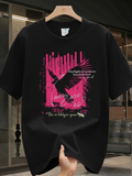 Men's T-Shirt Flying Above Vibrant Urban Brushstrokes With Silhouette Of Soaring Bird