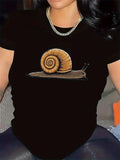 Women's T-Shirt Earthy Brown Spiral Shell Lifelike Resting Land Garden Snail