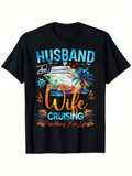 Men's T-Shirt Husband And Wife Cruising Together Under Palm Trees Cruise Ship