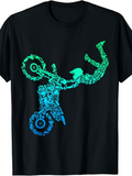 Men's T-Shirt Gradient Gear Motocross Rider Performing Stunt Amid Engine Parts Motorcycle