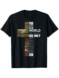 Men's T-Shirt For God So Loved The World Camouflage Cross With Inspirational Words