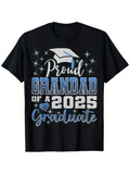 Men's T-Shirt Proud Grandad Of A 2025 Graduate With Shimmering Stars And Graduation Cap Motif