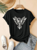 Women's T-Shirt Bold Tribal Line Art With Soaring Abstract Phoenix Bird