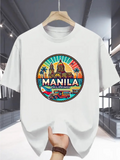 Men's T-Shirt Manila Philippines Colorful Sunrise Palms Tropical Beach Cityscape Car Tour