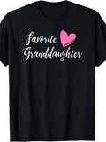 Men's T-Shirt Favorite Granddaughter With Pink Heart And Flowing Script Lettering