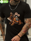 Men's T-Shirt Steampunk Copper Armor Gears And Top Hat On Turtle