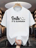 Men's T-Shirt Smile Its Sunnah Minimal Modern Lettering With Curved Happy Face Motif