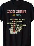 Men's T-Shirt Social Studies Are 100 Percent With Colorful Lively Academic Text Arranged Vertically T Shirt
