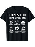 Men's T-Shirt Things I Do In My Spare Time With Fishing Rod Icons And Outdoor Activities Theme