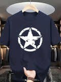 Men's T-Shirt Distressed White Circle With Grunge Broken Star Design