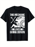 Men's T-Shirt This Mechanic Loves Going Down Monochrome Car Wheel And Tools Graphic