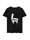 Men's T-Shirt Papa White Letters With Silhouette Of Llama Under Soft Lighting