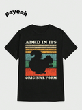 Men's T-Shirt ADHD In Its Original Form Vintage Striped Retro Squirrel Graphic Tee