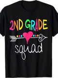 Men's T-Shirt 2nd Grade Squad Colorful Letters Arrow With Heart Motif T Shirt