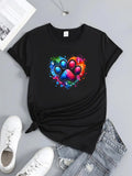 Women's T-Shirt Vivid Neon Splash With Colorful Glitter Surrounding A Paw Print