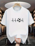 Men's T-Shirt Heartbeat Rhythm Line With Classic Black And White Pattern Soccer Ball