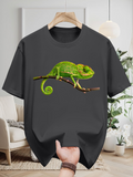 Men's T-Shirt Vivid Green Camouflage Blending On Branches In Gentle Jungle Chameleon