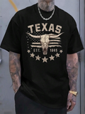 Men's T-Shirt Texas Lone Star With Vintage Bull Skull Art T Shirt